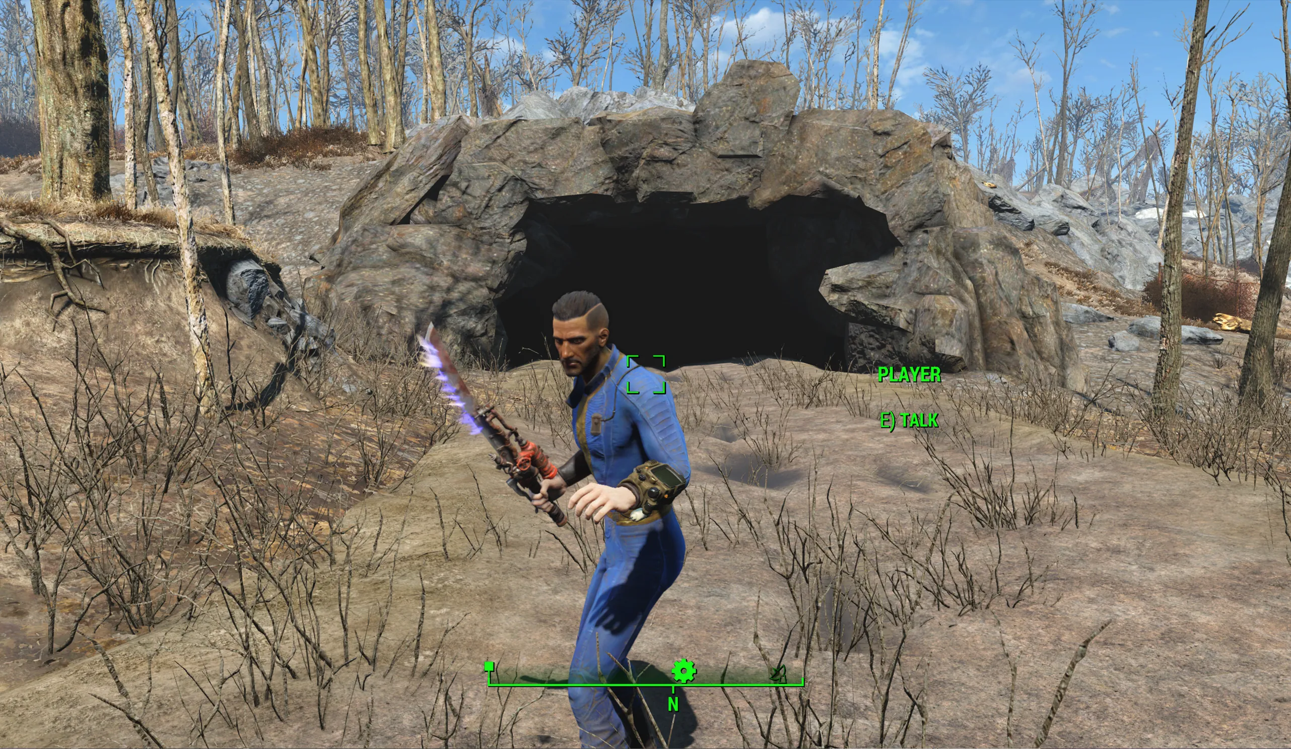 Remote player wielding a Shishkebab melee weapon