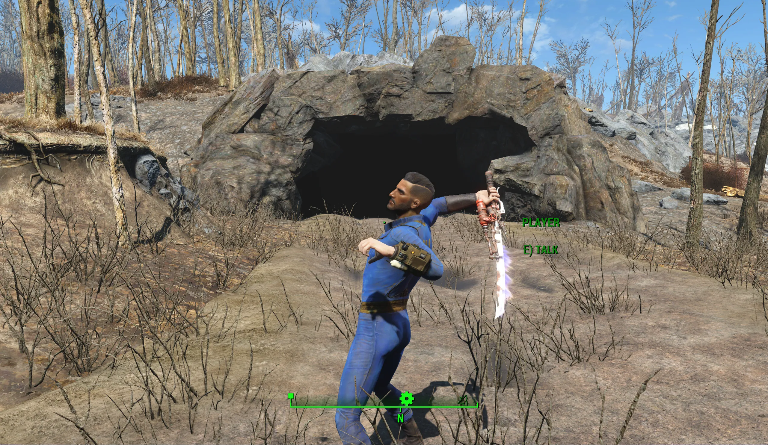 Remote player performing an overhead melee attack with a Shishkebab