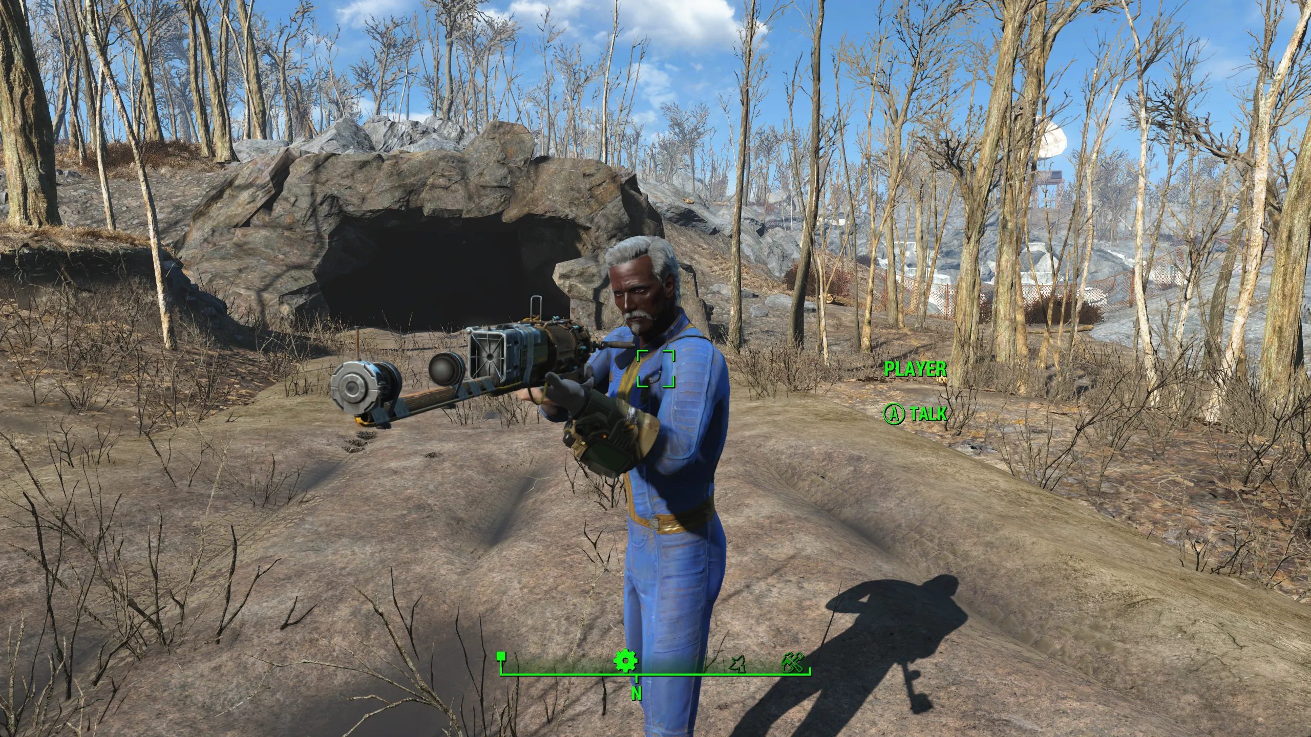 Remote player proxy holding a musket in the wasteland